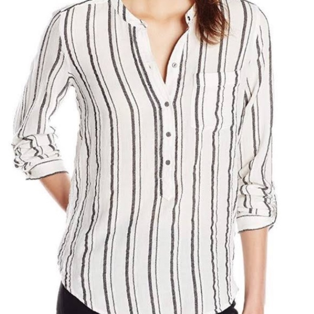 Lucky Brand Striped Half Button Down NWT